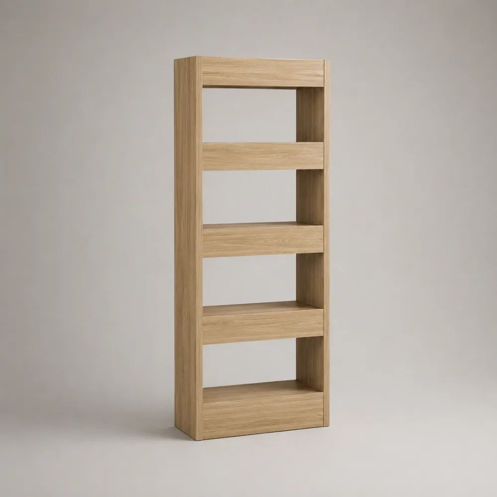Bücherregal Standregal aus Holz mit 5 offenen Fächern, Eichefarben, 60 x 24 x 180 cm