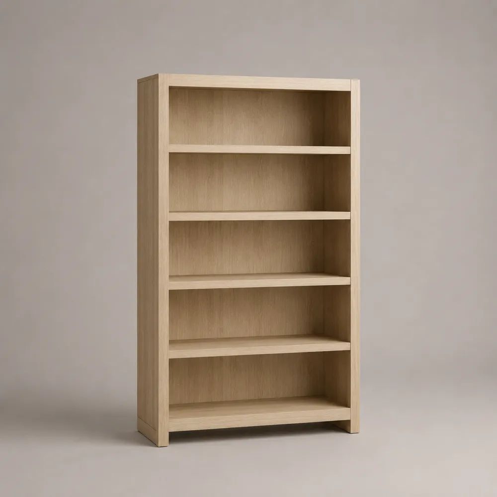 Bücherregal aus MDF mit 5 offenen Fächern, Naturbeige, 90 × 30 × 180 cm