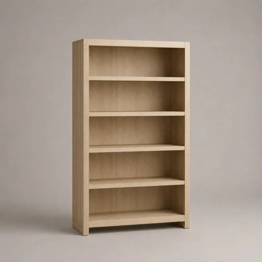 Bücherregal aus MDF mit 5 offenen Fächern, Naturbeige, 90 × 30 × 180 cm