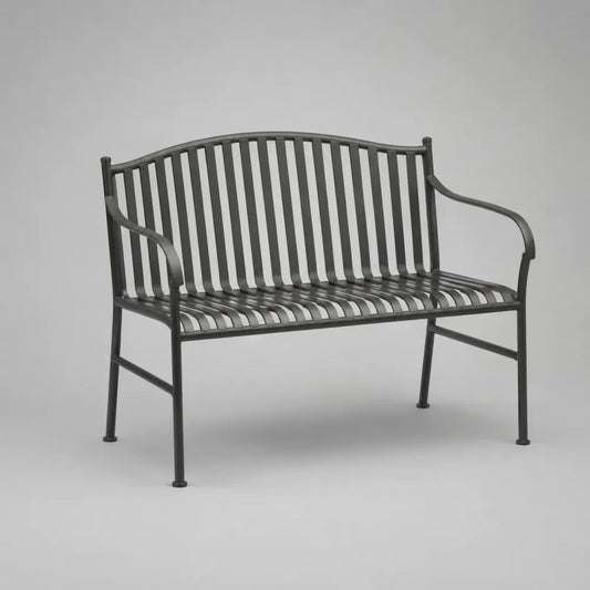 2-Sitzer-Gartenbank aus pulverbeschichtetem Stahl, Anthrazit, 113 × 58 × 92 cm