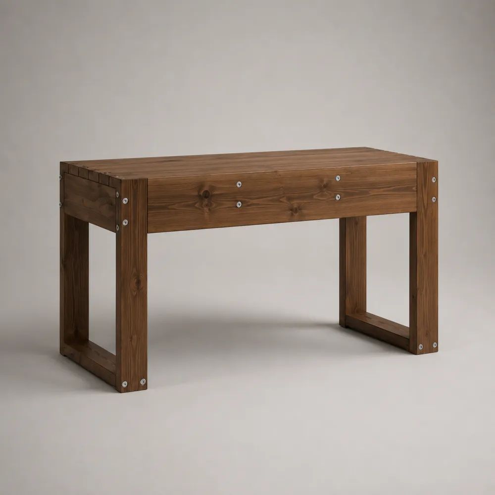 Gartenbank ohne Rückenlehne aus massivem Kiefernholz, Dunkelbraun, 120 × 40 × 45 cm