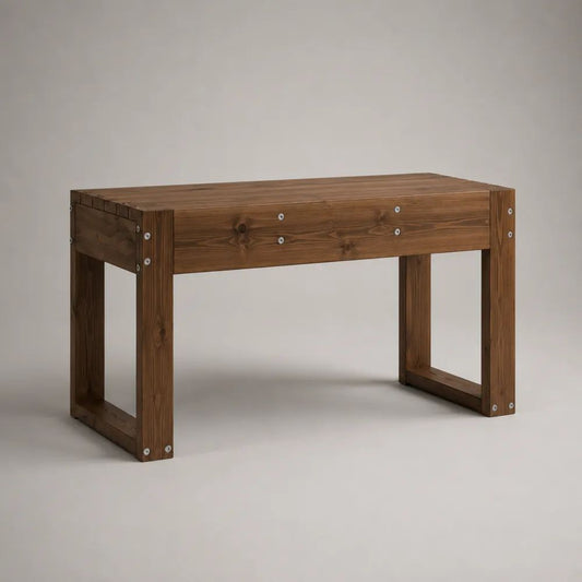 Gartenbank ohne Rückenlehne aus massivem Kiefernholz, Dunkelbraun, 120 × 40 × 45 cm